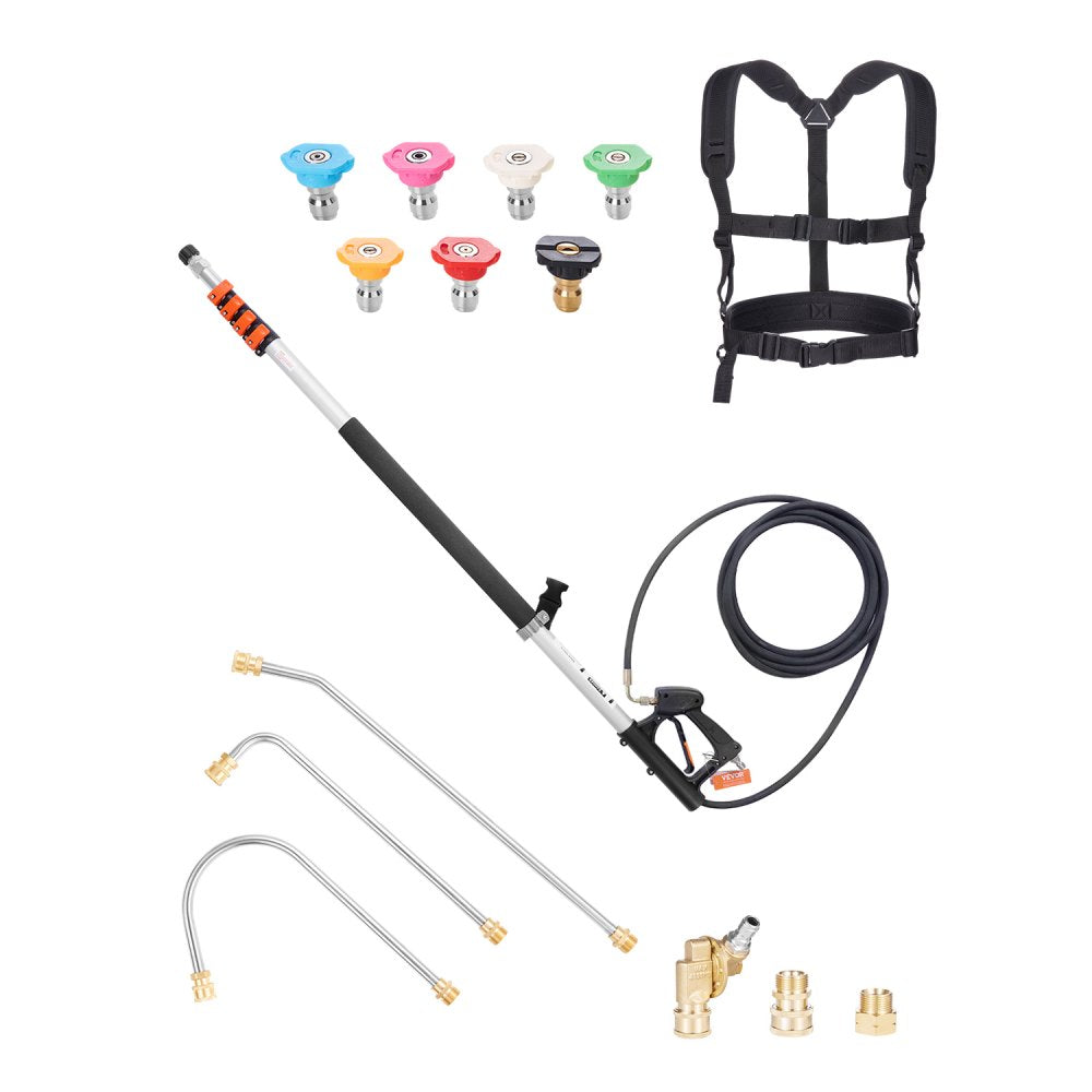 QD-SSG02 - 21 ft Lightweight Telescoping Pressure Washer Wand with 7 Nozzles