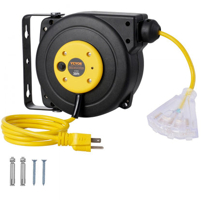 ZX-ZD70 - 30FT Retractable Extension Cord Reel with 10A Circuit Breaker