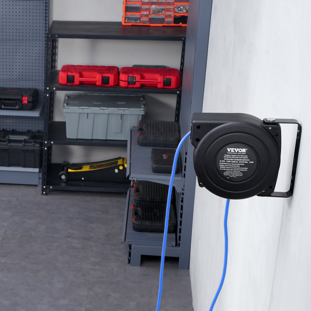 ZX-ZD70 - Durable 30FT Retractable Extension Cord Reel with 10A Breaker