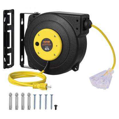 ZX-ZD150 - 45FT Retractable Cord Reel with 15A Circuit Breaker