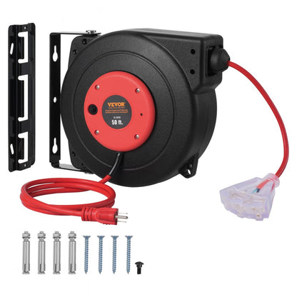 ZX-ZD150 - 50FT Retractable Extension Cord Reel with 13A Breaker