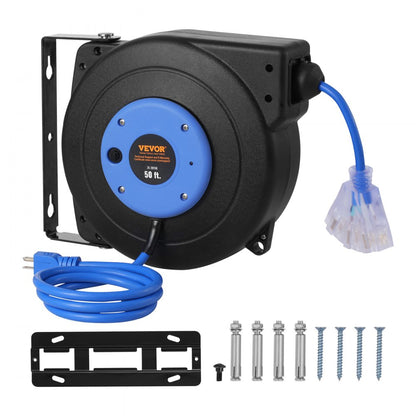 ZX-ZD150 - 50FT Retractable Extension Cord Reel with Circuit Breaker