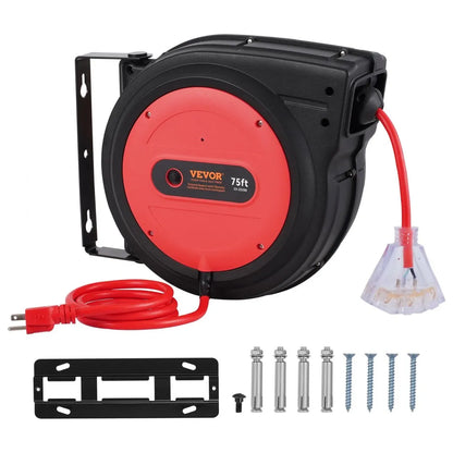 ZX-ZD200 - 75FT Retractable Extension Cord Reel with 13A Safety Feature