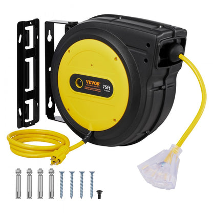 ZX-ZD200 - 75FT Retractable Power Cord Reel with Safety Breaker