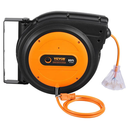 ZX-ZD200 - 80FT Retractable Cord Reel with 15A Circuit Breaker