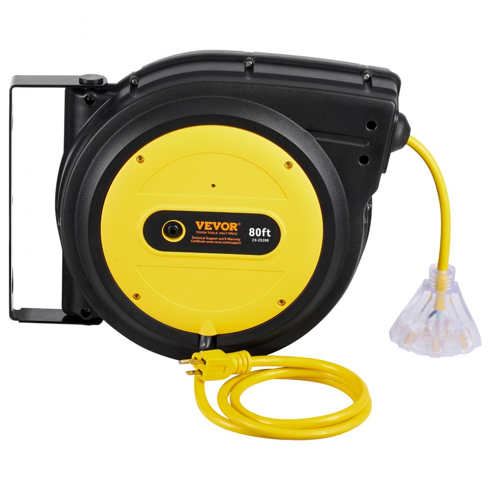 ZX-ZD200 - 80FT Retractable Extension Cord Reel with 15A Breaker