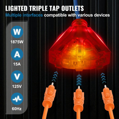 ZX-ZD200 - 80FT Outdoor Safe Retractable Cord Reel with 15A Breaker