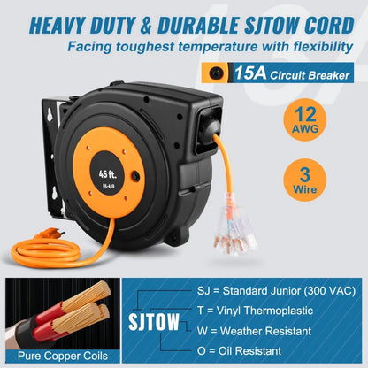 CR123OW45FT - 45FT Durable Extension Reel for Home & Professional Use