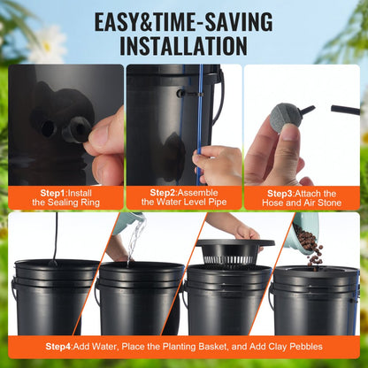 EHW0002C-DR - 2-Bucket Hydroponic Grow System with Top Drip Irrigation