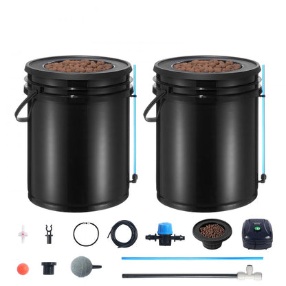 EHW0002C-DR - 2-Bucket Hydroponic Grow System with Top Drip Irrigation