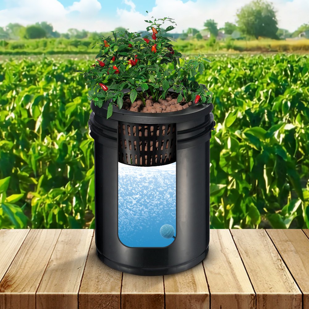 EHW0104C-DR - 4-Bucket RDWC Hydroponic System with Drip Irrigation, 5 Gal