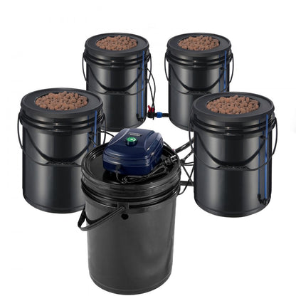 EHW0104C-DR - 4-Bucket RDWC Hydroponic System with Drip Irrigation, 5 Gal