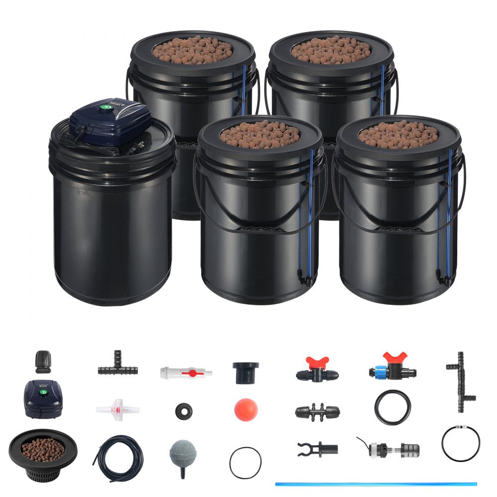 EHW0104C-DR - 4-Bucket RDWC Hydroponic System with Drip Irrigation, 5 Gal