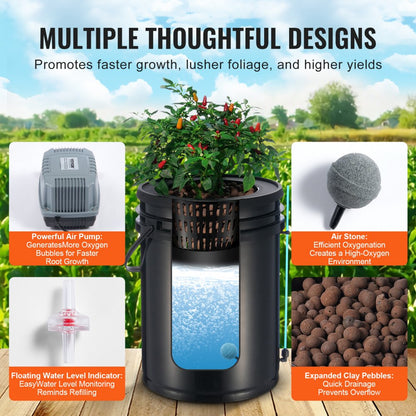 EHW0004C-DR - 4-Bucket Hydroponic Grow System for Vegetables & Fruits