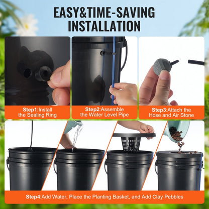 V-4US - 5 Gallon Hydroponic System with 4 Buckets & Air Pump