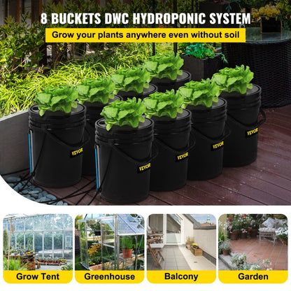 V-8US - 8-Bucket Hydroponic System for Indoor/Outdoor Vegetables, 5 Gallon