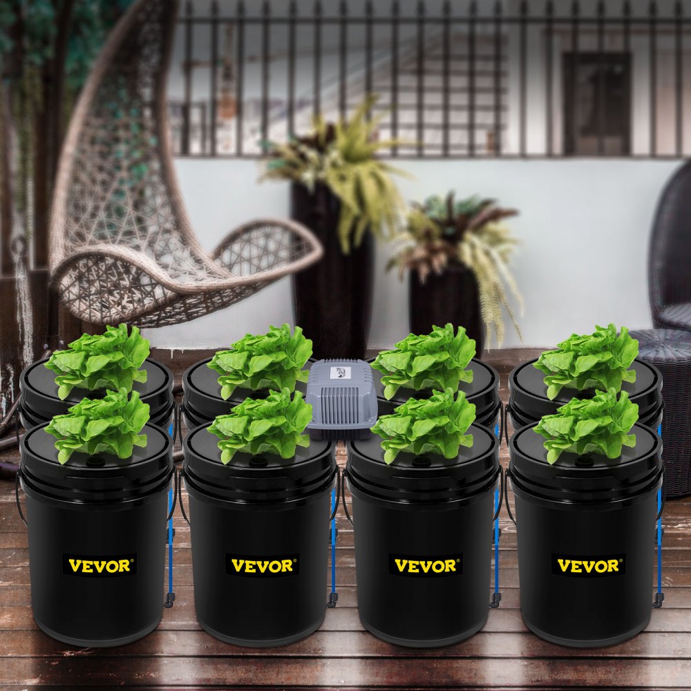 V-8US - 8-Bucket Hydroponic System for Indoor/Outdoor Vegetables, 5 Gallon