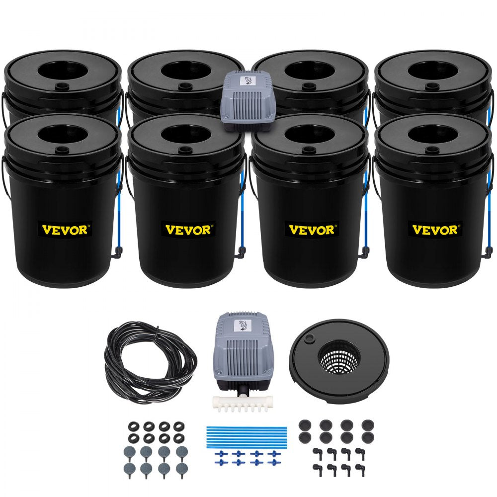 V-8US - 8-Bucket Hydroponic System for Indoor/Outdoor Vegetables, 5 Gallon