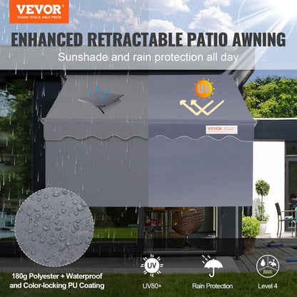 SDA300120 - 118" VEVOR Manual Retractable Awning with UV80+ Protection