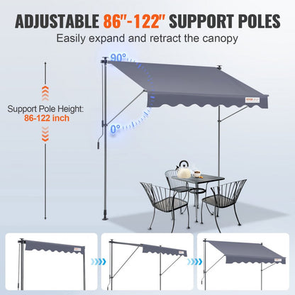 SDA300120 - 118" VEVOR Manual Retractable Awning with UV80+ Protection