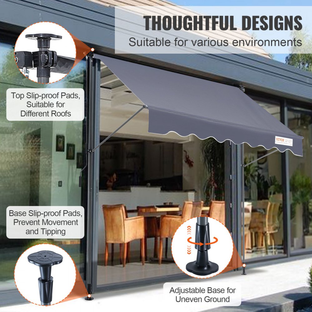 SDA300120 - 118" VEVOR Manual Retractable Awning with UV80+ Protection