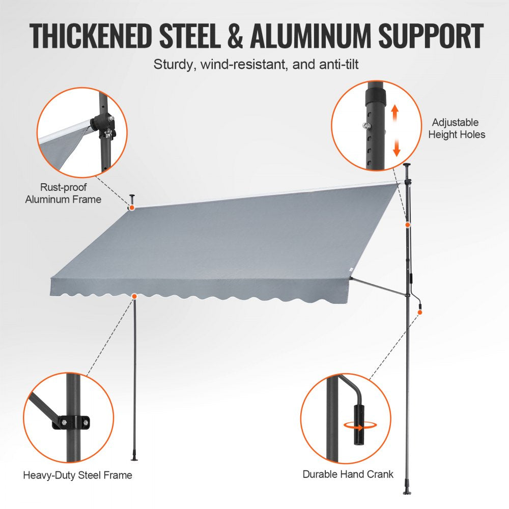 SDA350120-1 - UV-Resistant Retractable Patio Awning with Adjustable Crank Handle