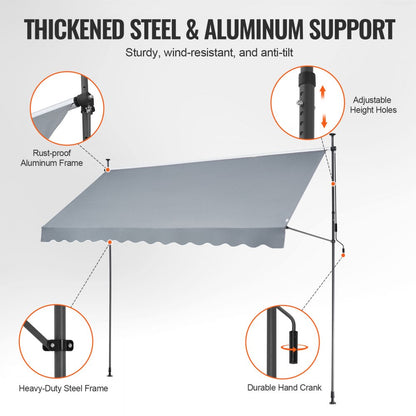 SDA350120-1 - UV-Resistant Retractable Patio Awning with Adjustable Crank Handle