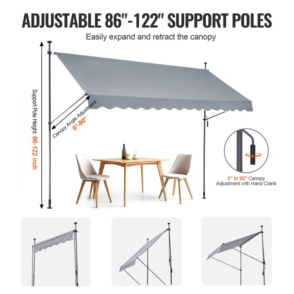 SDA350120-1 - UV-Resistant Retractable Patio Awning with Adjustable Crank Handle