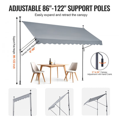 SDA350120-1 - UV-Resistant Retractable Patio Awning with Adjustable Crank Handle