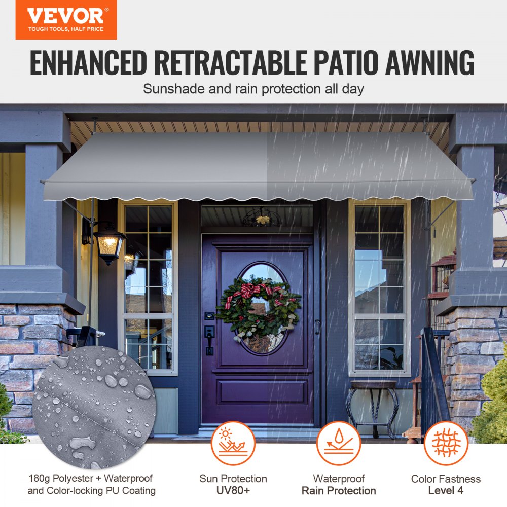 SDA400120-1 – Durable Retractable Patio Awning with UV Protection & Adjustable Height