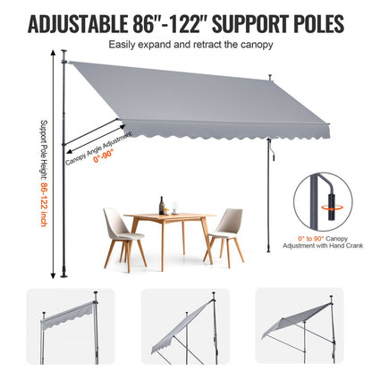 SDA400120-1 – Durable Retractable Patio Awning with UV Protection & Adjustable Height