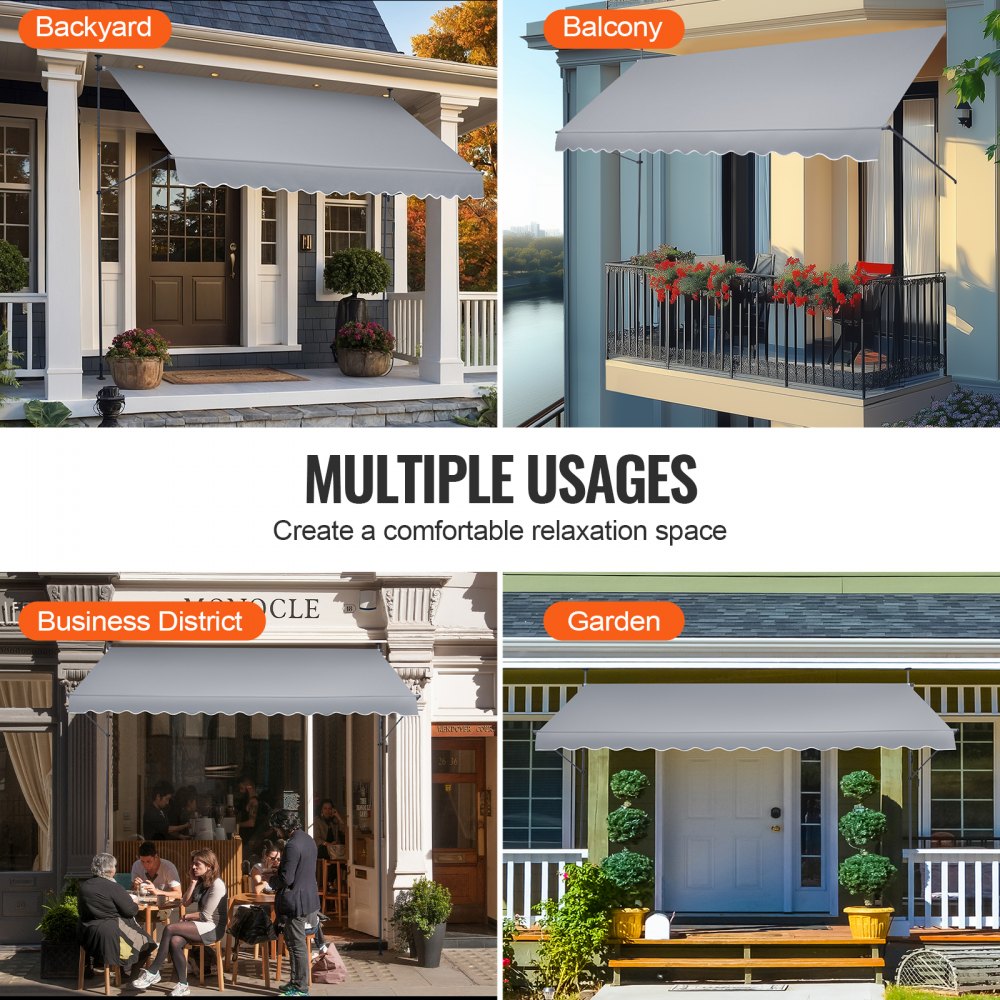 SDA400120-1 – Durable Retractable Patio Awning with UV Protection & Adjustable Height