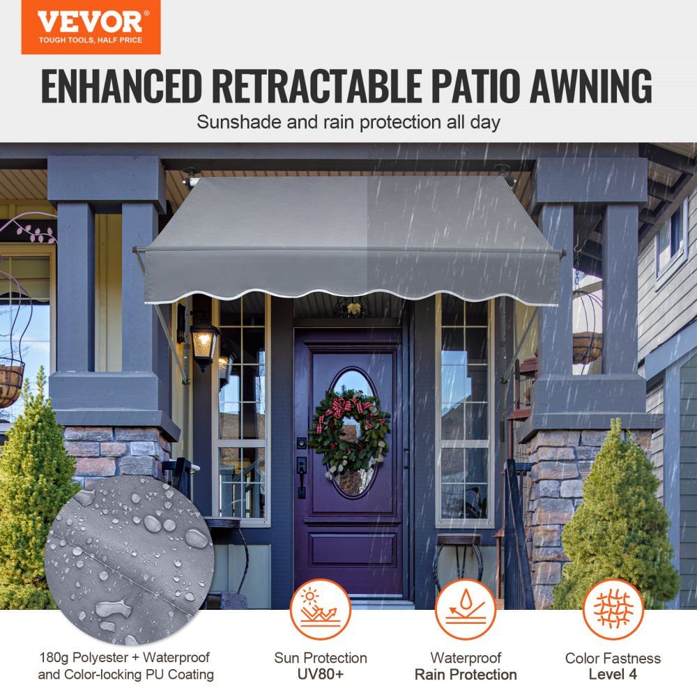 SDA150120-1 - UV80+ Waterproof Retractable Patio Awning with Adjustable Height