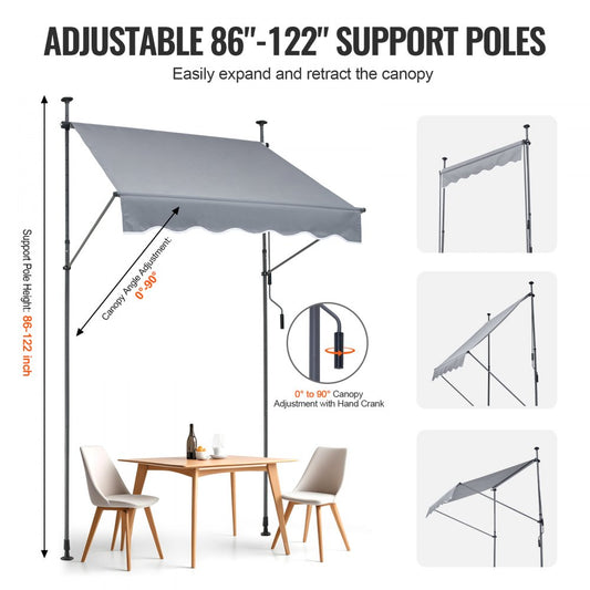 SDA150120-1 - UV80+ Waterproof Retractable Patio Awning with Adjustable Height