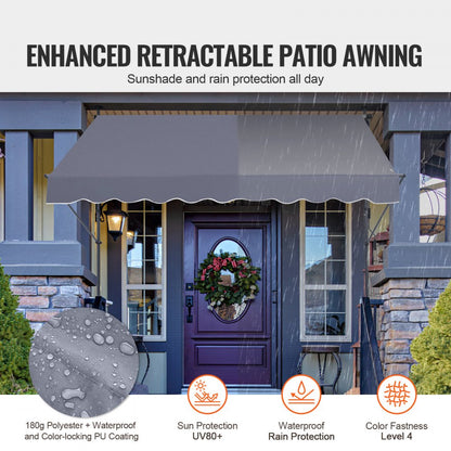 SDA250120-1 - UV81+ Waterproof Retractable Patio Awning with Crank Handle