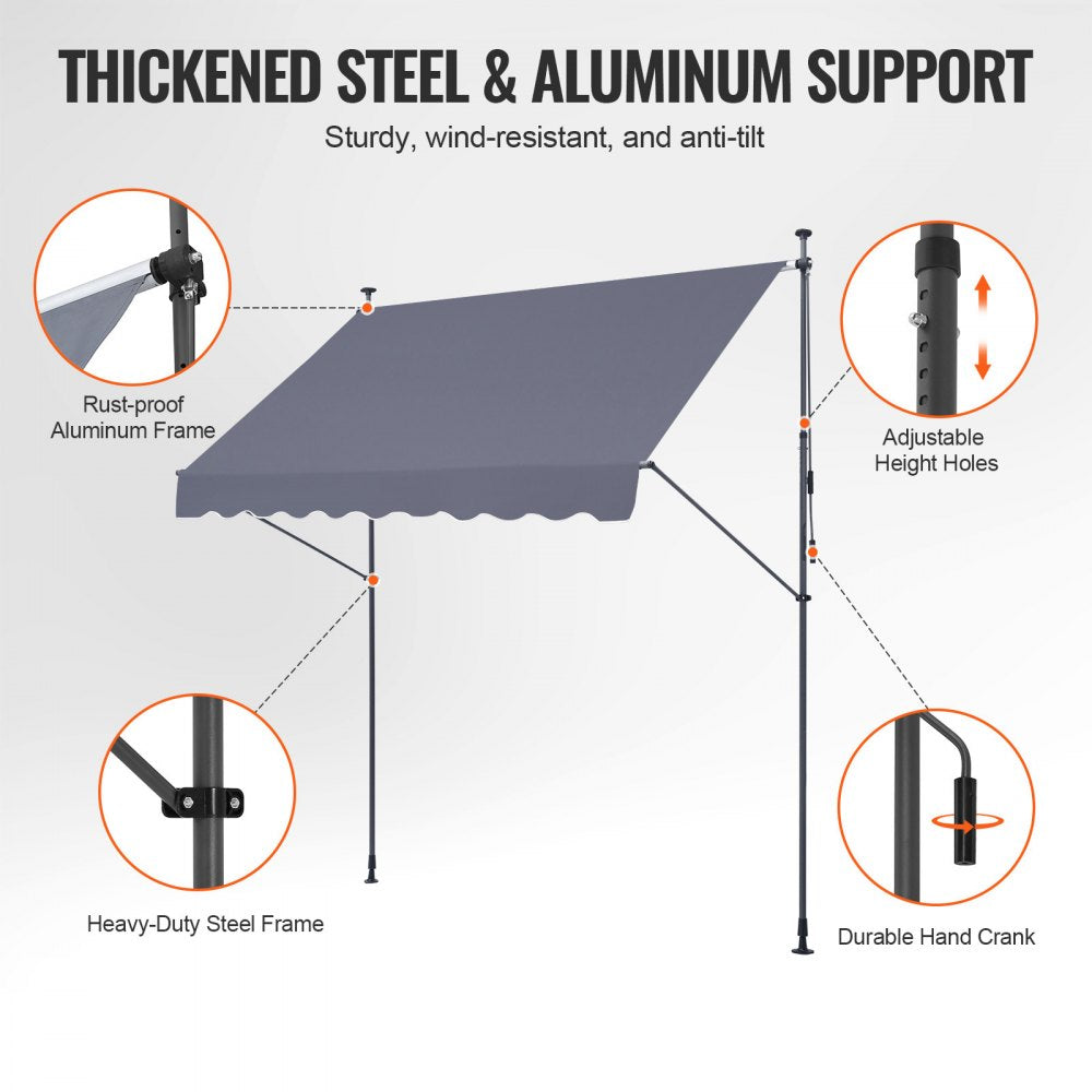 SDA250120-1 - UV81+ Waterproof Retractable Patio Awning with Crank Handle