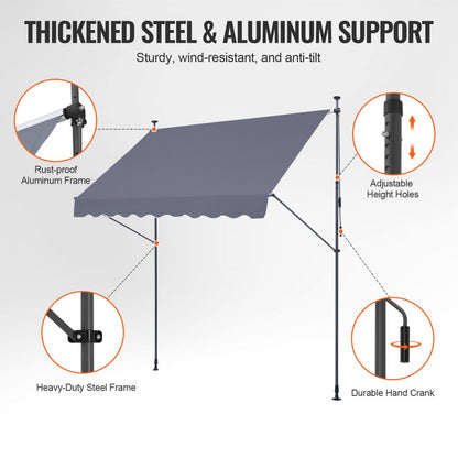 SDA250120-1 - UV81+ Waterproof Retractable Patio Awning with Crank Handle