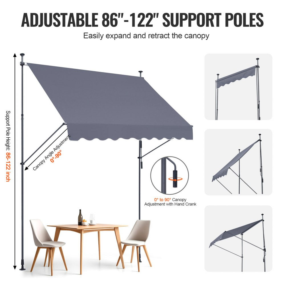 SDA250120-1 - UV81+ Waterproof Retractable Patio Awning with Crank Handle