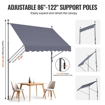 SDA250120-1 - UV81+ Waterproof Retractable Patio Awning with Crank Handle