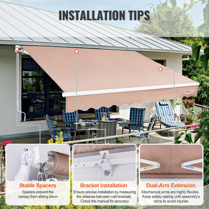 RA350300 - 10ft Manual Retractable Awning for Versatile Outdoor Shade