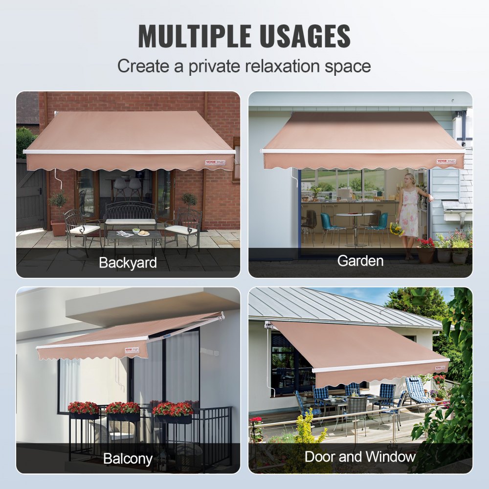 RA350300 - 10ft Manual Retractable Awning for Versatile Outdoor Shade