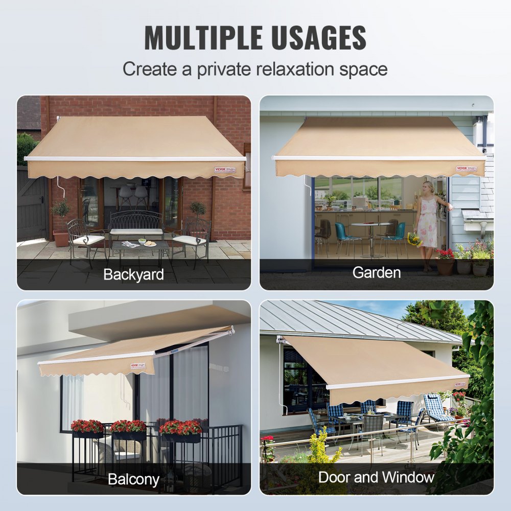RA300250 - 10x8 ft Waterproof Retractable Awning with UV Protection