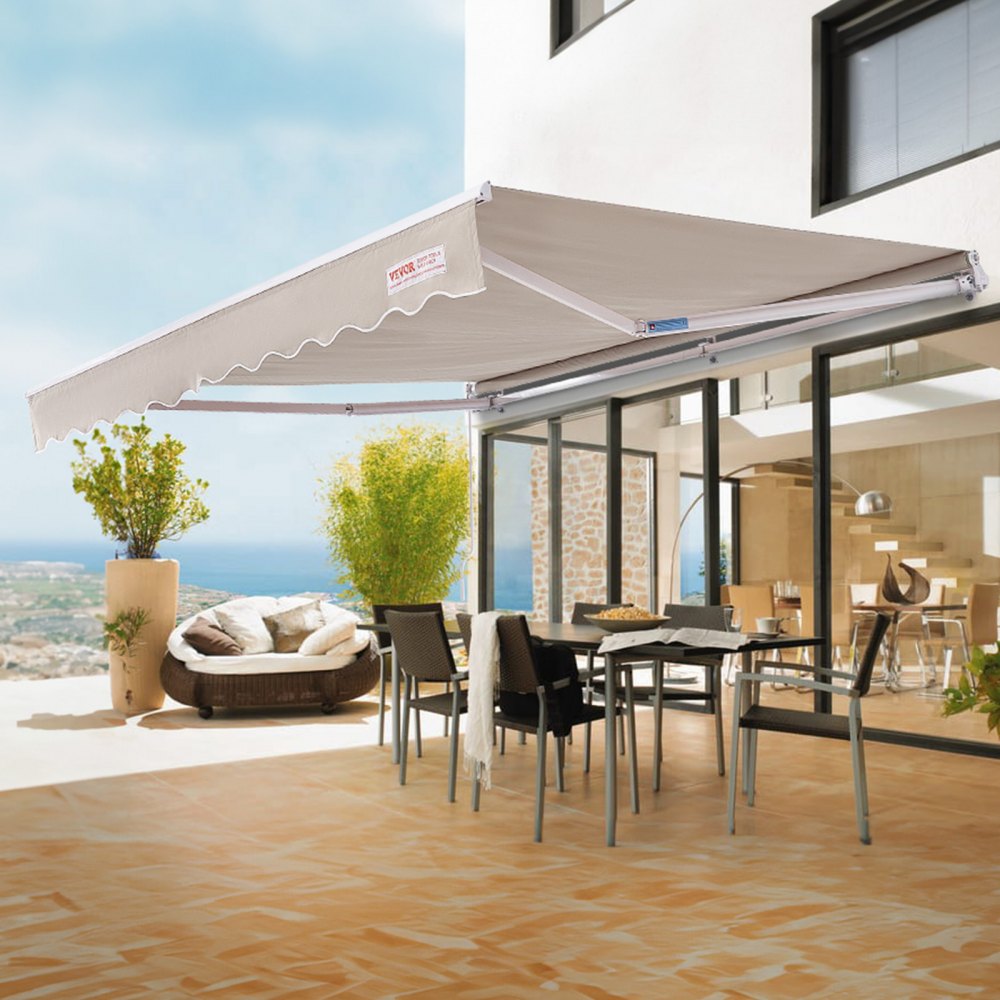 RA250200 - 8x7 ft Manual Awning with UV Protection & Easy Crank