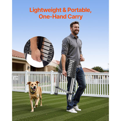 MF-STL320 - 10.5ft Stainless Steel Telescoping Ladder with 330 lbs Capacity