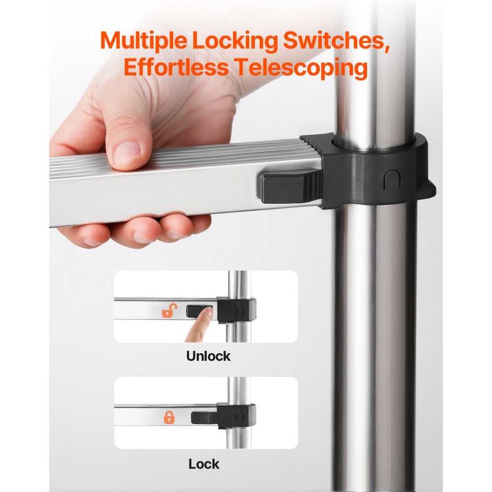 MF-STL380 - 12.5 ft Durable Steel Telescoping Ladder with Comfort Steps