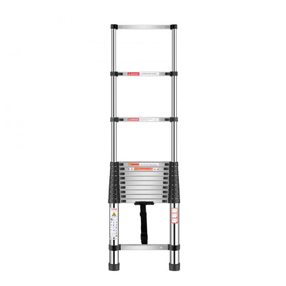MF-STL380 - 12.5 ft Durable Steel Telescoping Ladder with Comfort Steps