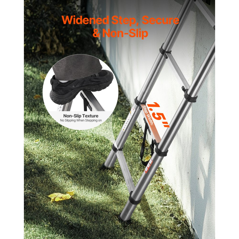 MF-STL260 - 8.5ft Steel Telescoping Ladder with Comfort Steps, 330lbs Capacity