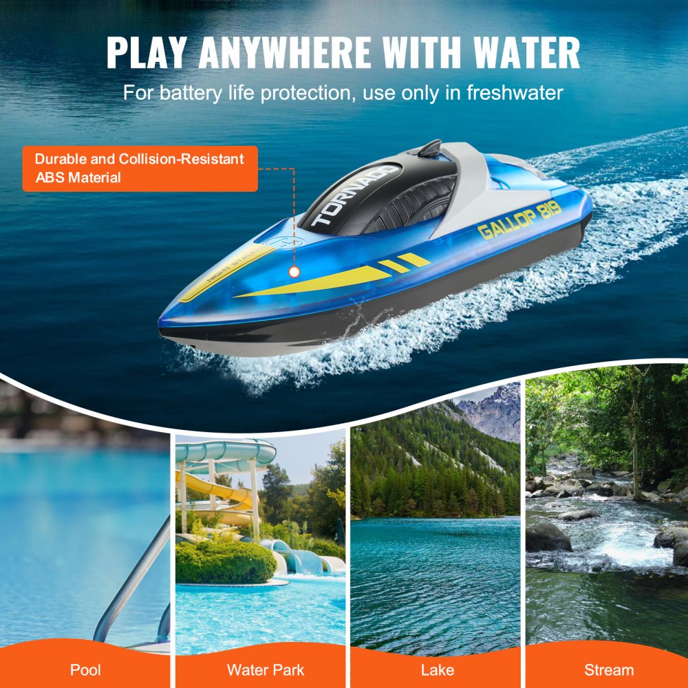 HJ819 - Waterproof Racing RC Boat with Dual Motors, 12 km/h Speed
