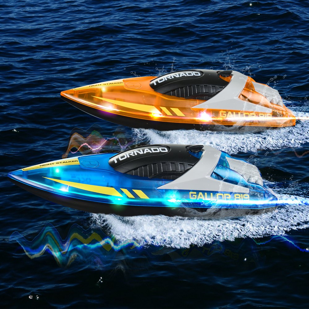 HJ819 - Waterproof RC Boat with Dual Motors, 12 km/h Speed, Night-Time Fun