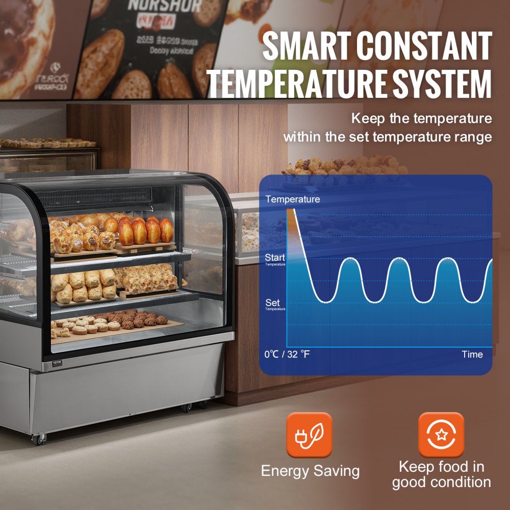 GN-1200R2 - 18 cu ft Curved Refrigerated Bakery Case with LED Lighting